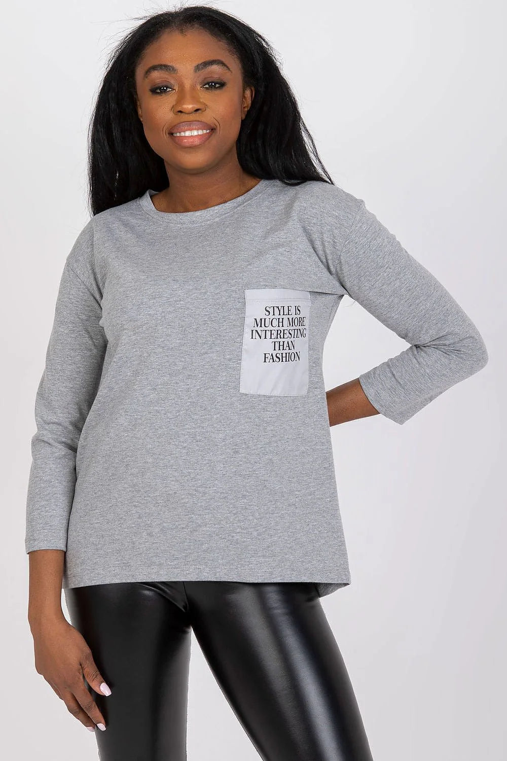 Chemisier Ex Moda Femme Blouse Mode Coupe Classique Manches Longues Coton Elasthanne Poche Imprimée