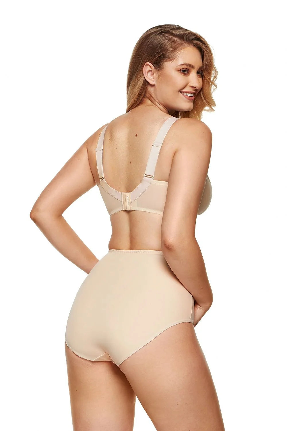 Soutien-gorge polyester spandex beige sans-armatures coupe v structurés transparence moderne minimaliste femmes confort quotidien élégance