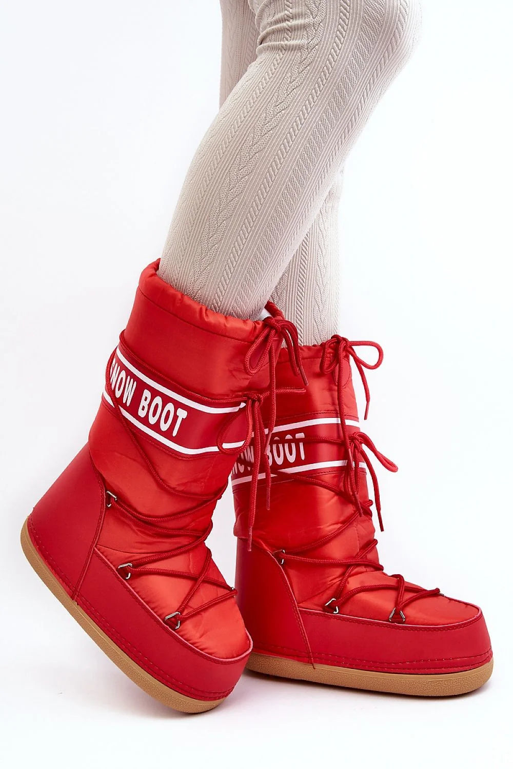 Bottes de neige pour femmes Step in Style en cuir écologique, style décontracté, couleur rouge vif, doublure chaude, semelle antidérapante, isolation thermique, parfait pour l'hiver