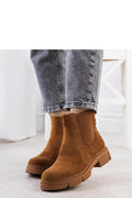 Bottines Chelsea élégantes pour femme en daim marron chaud, style intemporel, confort maximal, talons épais, fourrure imitation, ajustement facile, polyvalence, mode automne-hiver