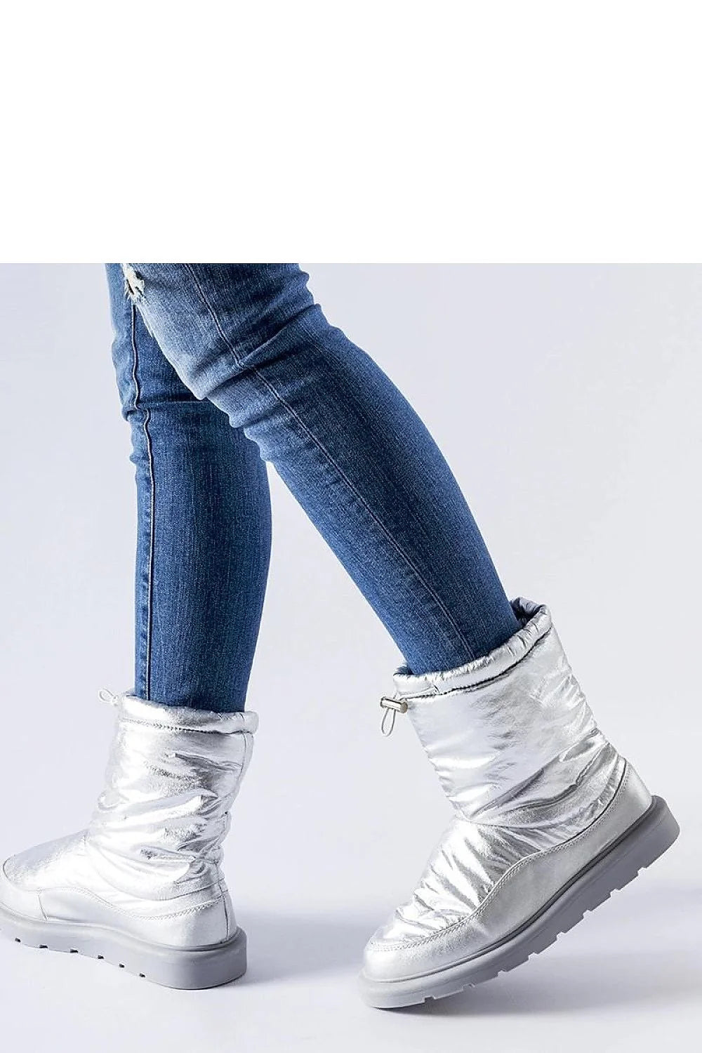 Bottes de neige isolées pour femmes style moderne futuriste couleur argentée mid-calf isolation intérieure semelle épaisse non glissante