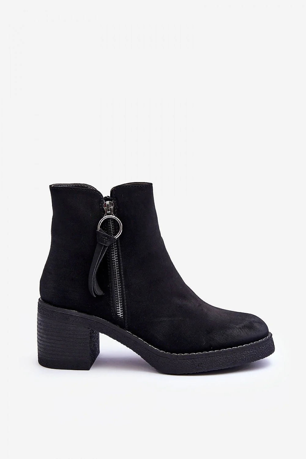 Bottes à talons femmes suédine écologique talon carré fermeture éclair latérale style automne noir polyvalence confort
