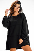 Sweatshirt Infinite You Oversized Black Casual Women's Robe Pull Longue Manches Élasthanne Coton Confortable Polyvalente Pologne