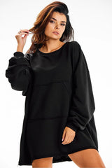 Sweatshirt Infinite You Oversized Black Casual Women's Robe Pull Longue Manches Élasthanne Coton Confortable Polyvalente Pologne