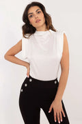Chemisier élégant pour femme sans manches style moderne épuré col rond épaules structurées polyester haute qualité confortable ajustement parfait occasion travail soirée gala