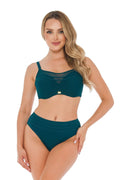 Maillot de bain deux pièces Barontex en tissu synthétique élégant avec col V insert tulle ajustables maintien taille haute