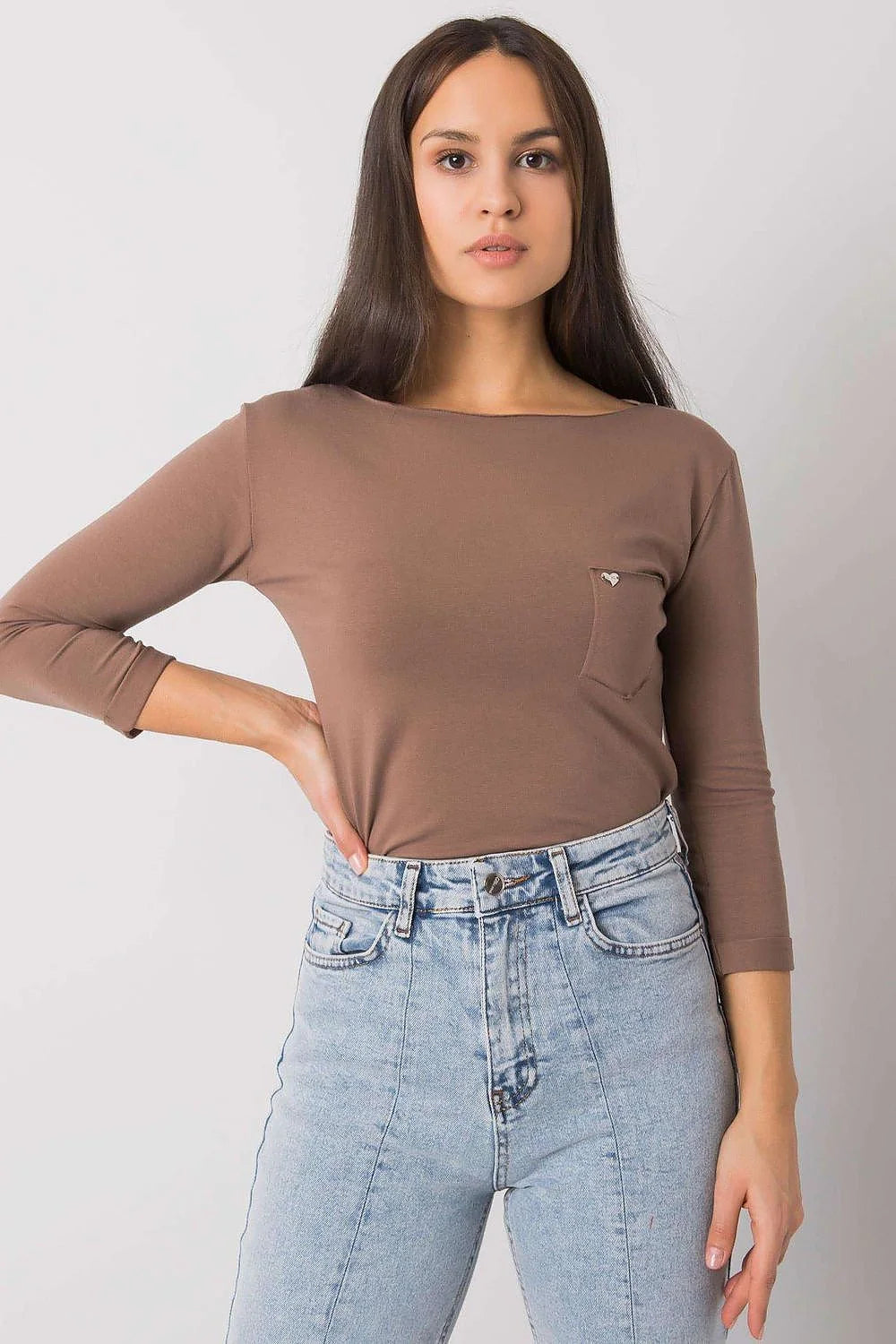 Chemisier noir coton stretch manches longues coupe ajustée col bateau élégant pour sorties décontractées