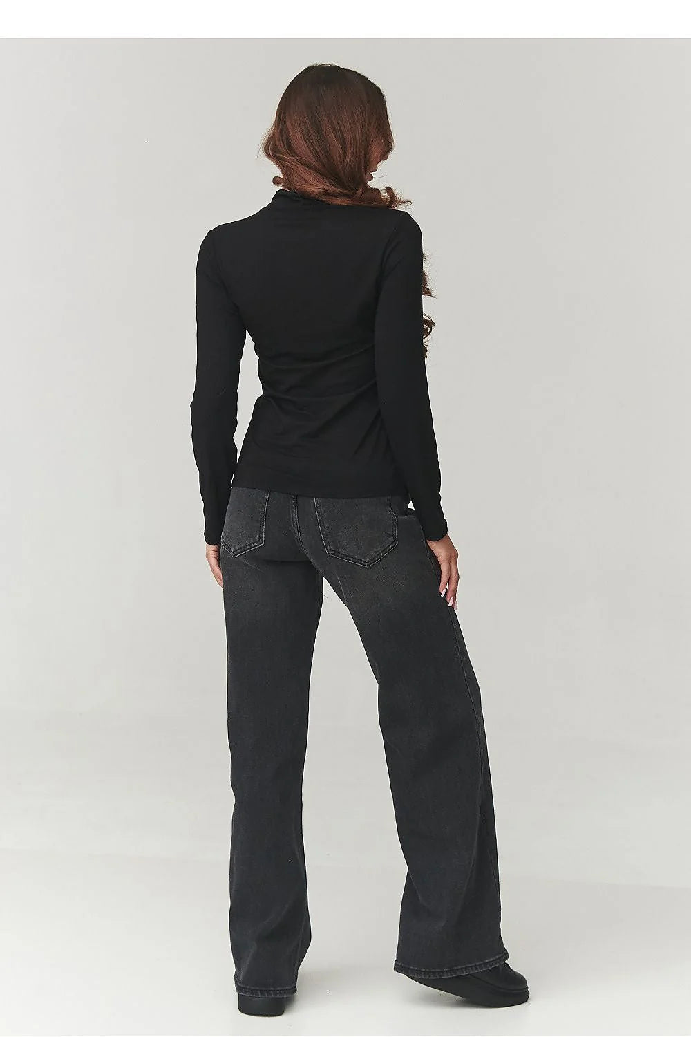 chemisier col roulé manches longues slim jersey extensible stretch viscose élasthanne confort taille unique coupe ajustée layering minimaliste polyvalent italienne