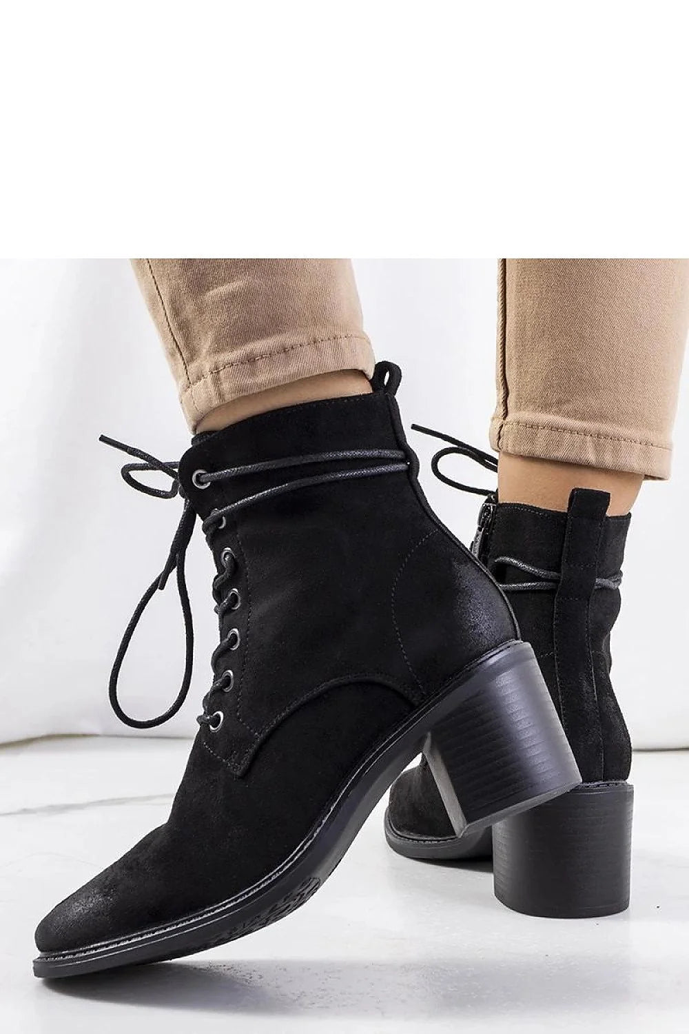 Bottines pour femmes en suédine noire design classique élégant talon stable 5-7 cm occasion quotidienne ou formelle