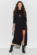 robe viscose noire mini maxi fente avant dos cape drapé jersey extensible stretch confortable amincissante polyvalente