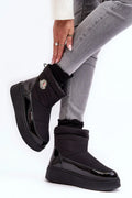 Bottes de neige modernes élégantes pour femmes, plateforme, fourrure intérieure, confort hiver, style urbain, tige longue, ceinture, logo brodé