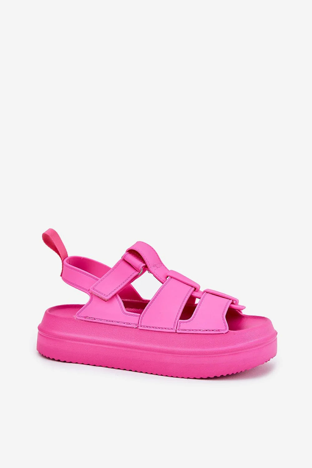 Sandales pour femmes modernes audacieuses couleur rose vif design sportif décontracté confort maximal plateau 4.5 cm Velcro ajustement personnalisé