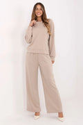 ensemble survêtement femme sweat col rond oversize pantalon jambe large taille haute élastique jersey doux extensible viscose polyester élasthanne poches