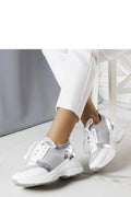 Baskets Solea pour femmes design moderne élégant mesh gris et blanc accents argentés lacet blanc semelle épaisse confortable urbain activités sportives