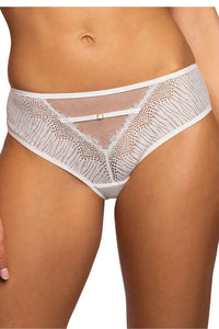 Culotte en dentelle transparente sexy féminine pour femmes, style romantique, coupe taille basse, matières douces, couleur ivoire, lingerie élégante