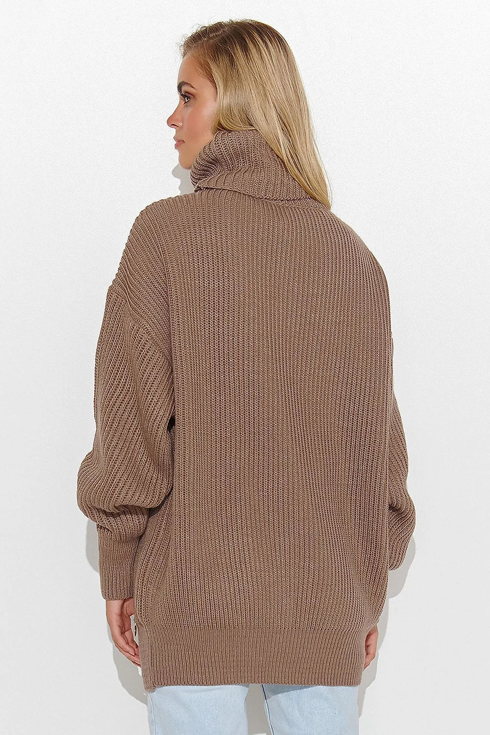 Pull femme col roulé écharpe maille épaisse style casual chic couleur cappuccino nude noir crème bleu vert orange