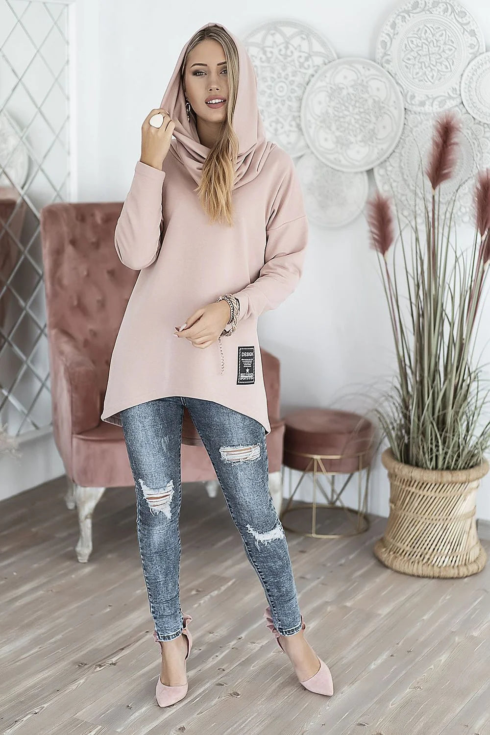 Sweatshirt confortable coton élasthanne Hajdan style moderne pour femmes élégance décontractée manches longues Poland