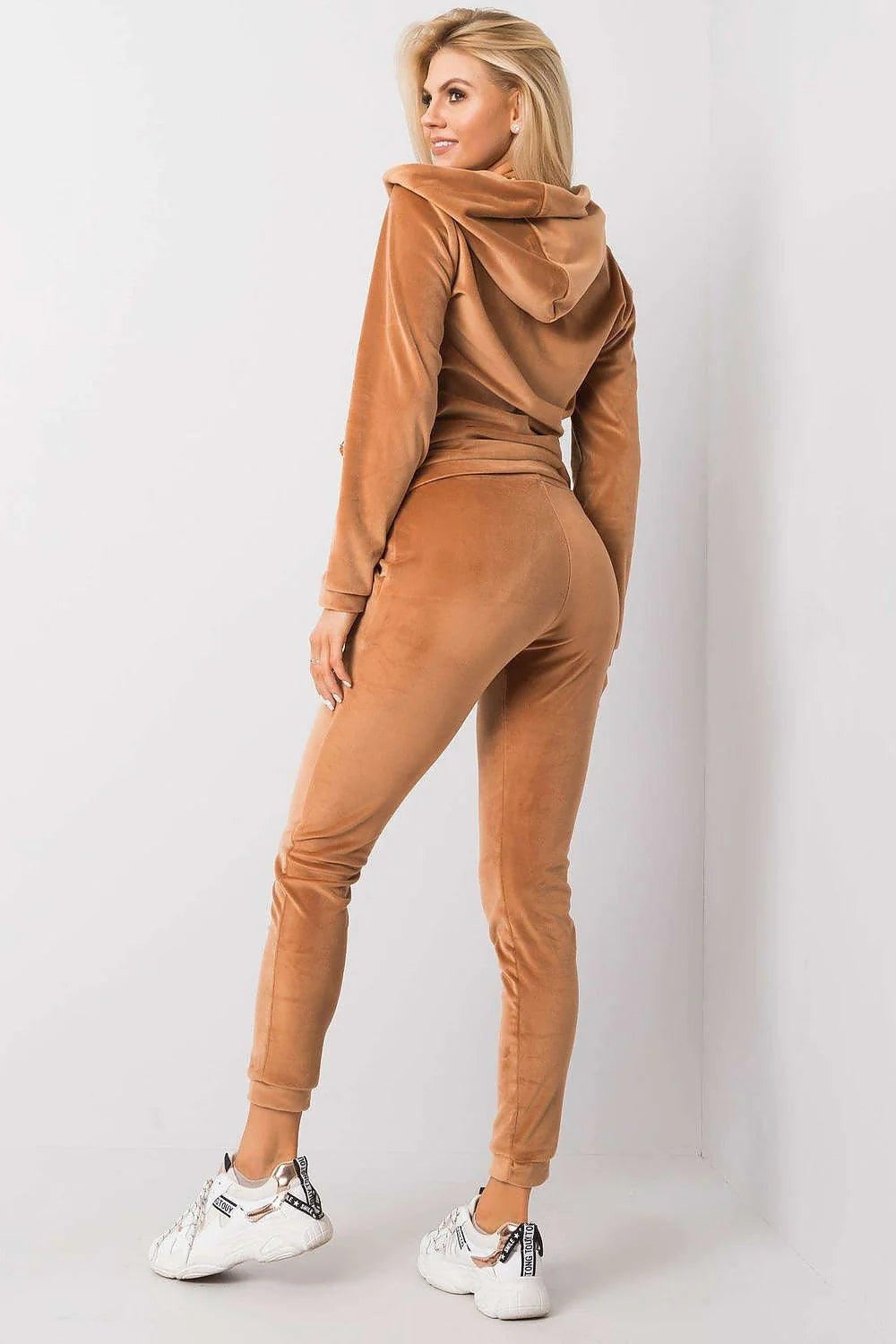 Ensemble Relevance pour femmes, sweat à capuche zippé, pantalon slim, velours vert olive, taille S/M, sport-chic