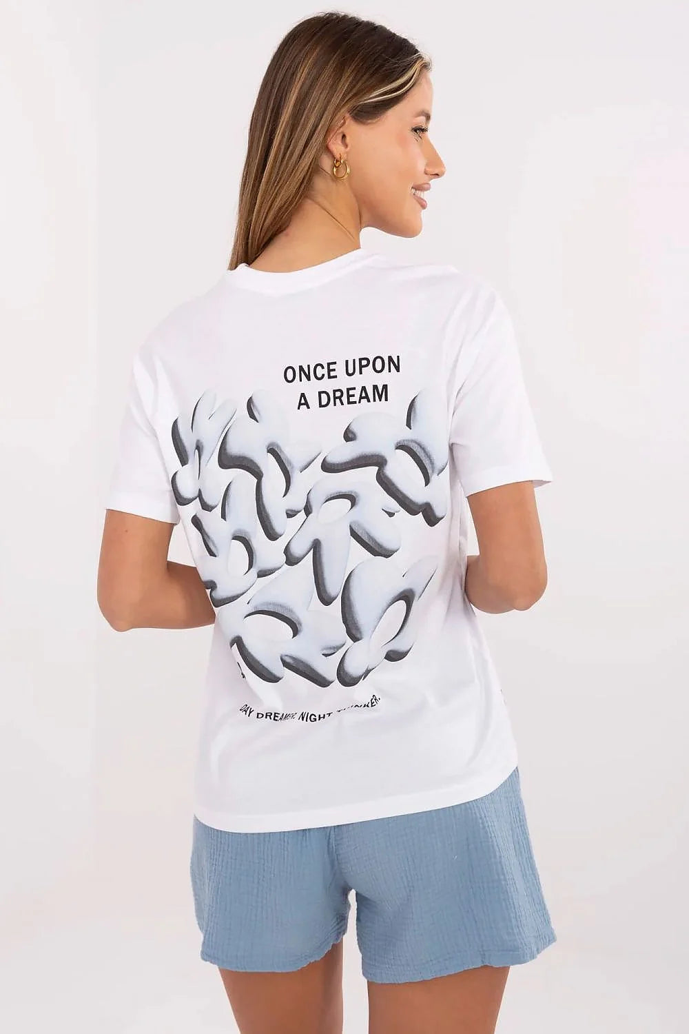 T-shirt Fresh Made femme élégant casual coton manches courtes design tendance imprimé dos