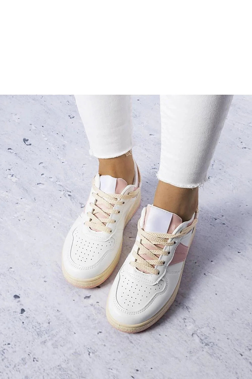 Chaussures de sport Solea baskets élégantes blanches roses cuir synthétique textile femme confort urbain