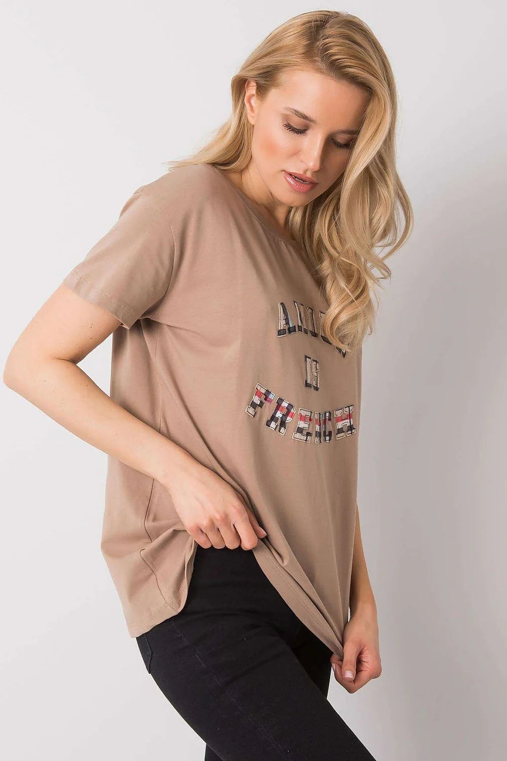 T-shirt femme Fancy design graphique audacieux coupe ample manches courtes encolure ronde