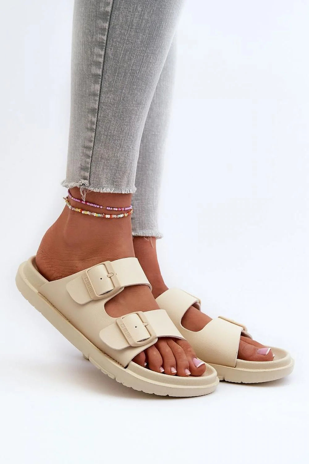 Sandales à bride femmes style moderne décontracté beige doux semelle épaisse confortable adjustable été 2023