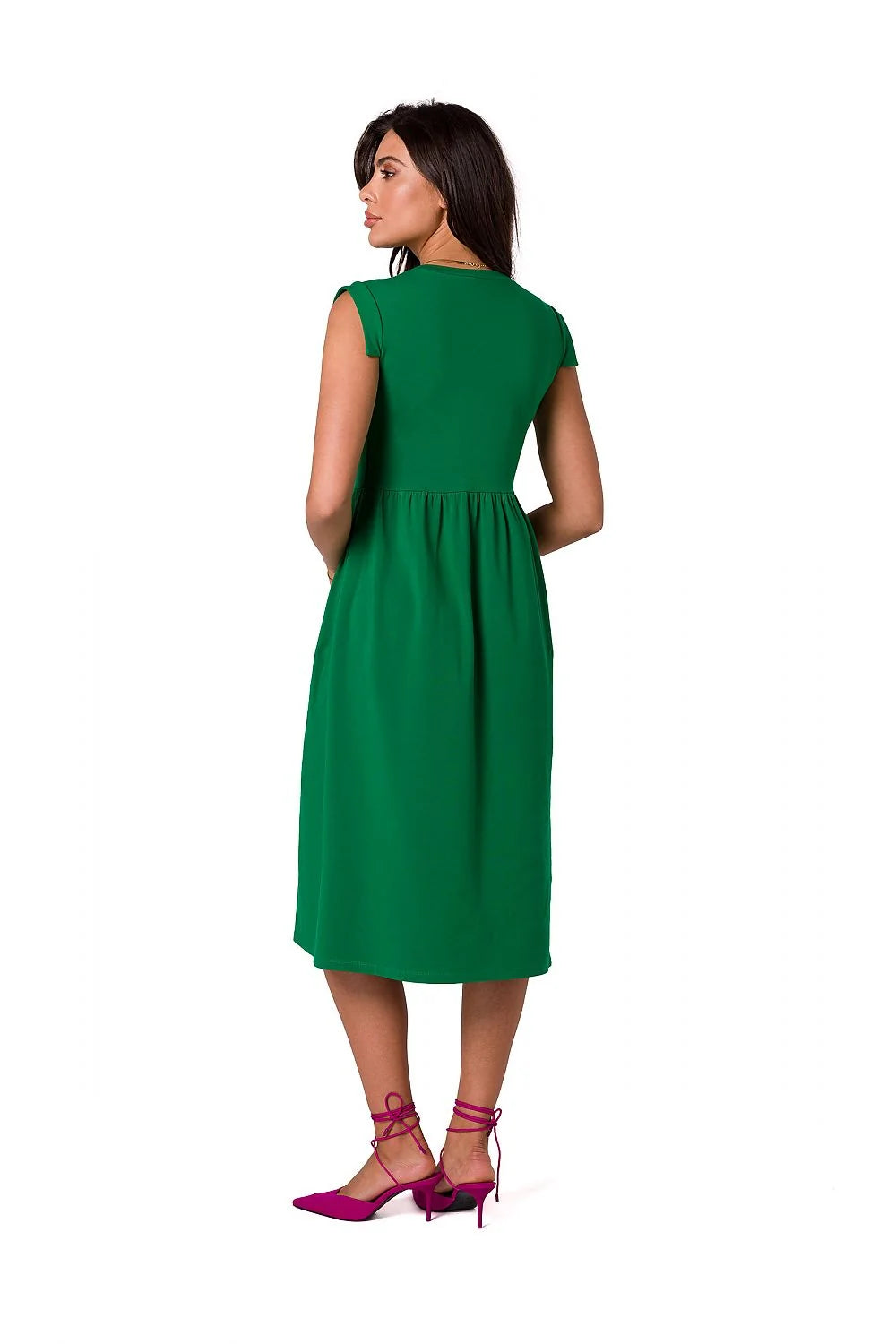Robe de jour Be Wear midi sans manches taille haute en coton 95% élasthanne 5% vert émeraude pour femmes élégance occasionnels vacances