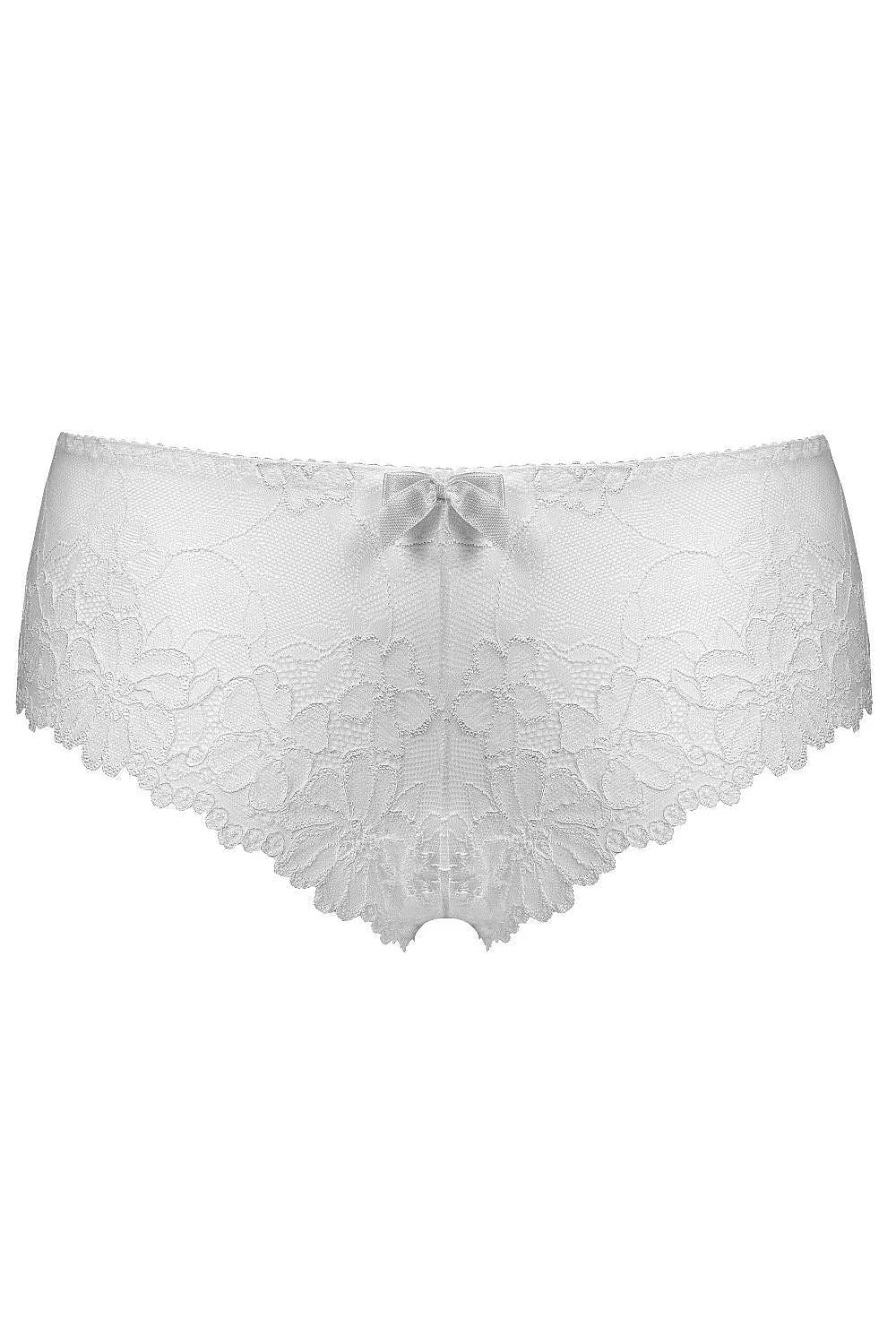 Shorty dentelle floral blanc lingerie féminine élégant gousset coton confort taille ajustable femmes sexy