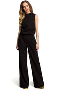 Ensemble pantalon et haut noir fluide élégant classique pour femmes modernes mode chic polyvalente