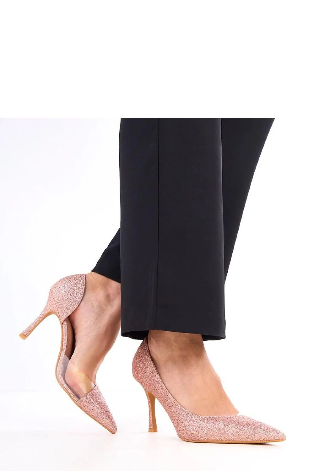 escarpins talons aiguilles pailletés rosegold simili cuir bout pointu talon 9cm Orsay transparent inserts silicone semelle intérieure confort