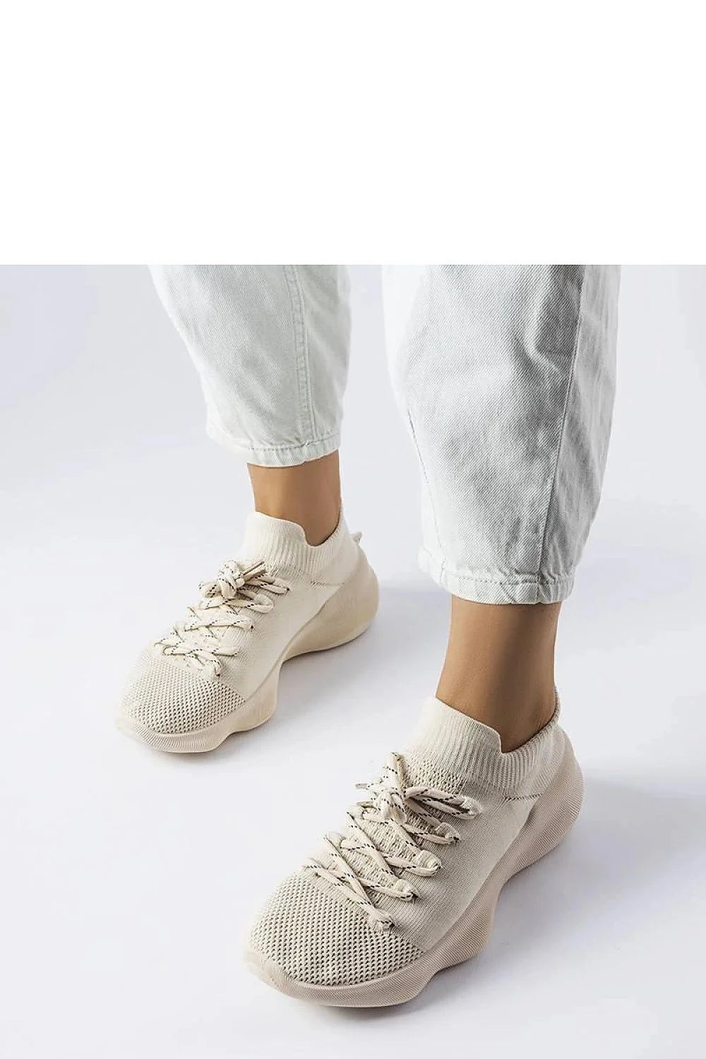Baskets Solea femmes beige sport modernes minimalistes tige tricotée semelle caoutchouc épaissie respirantes confortables été
