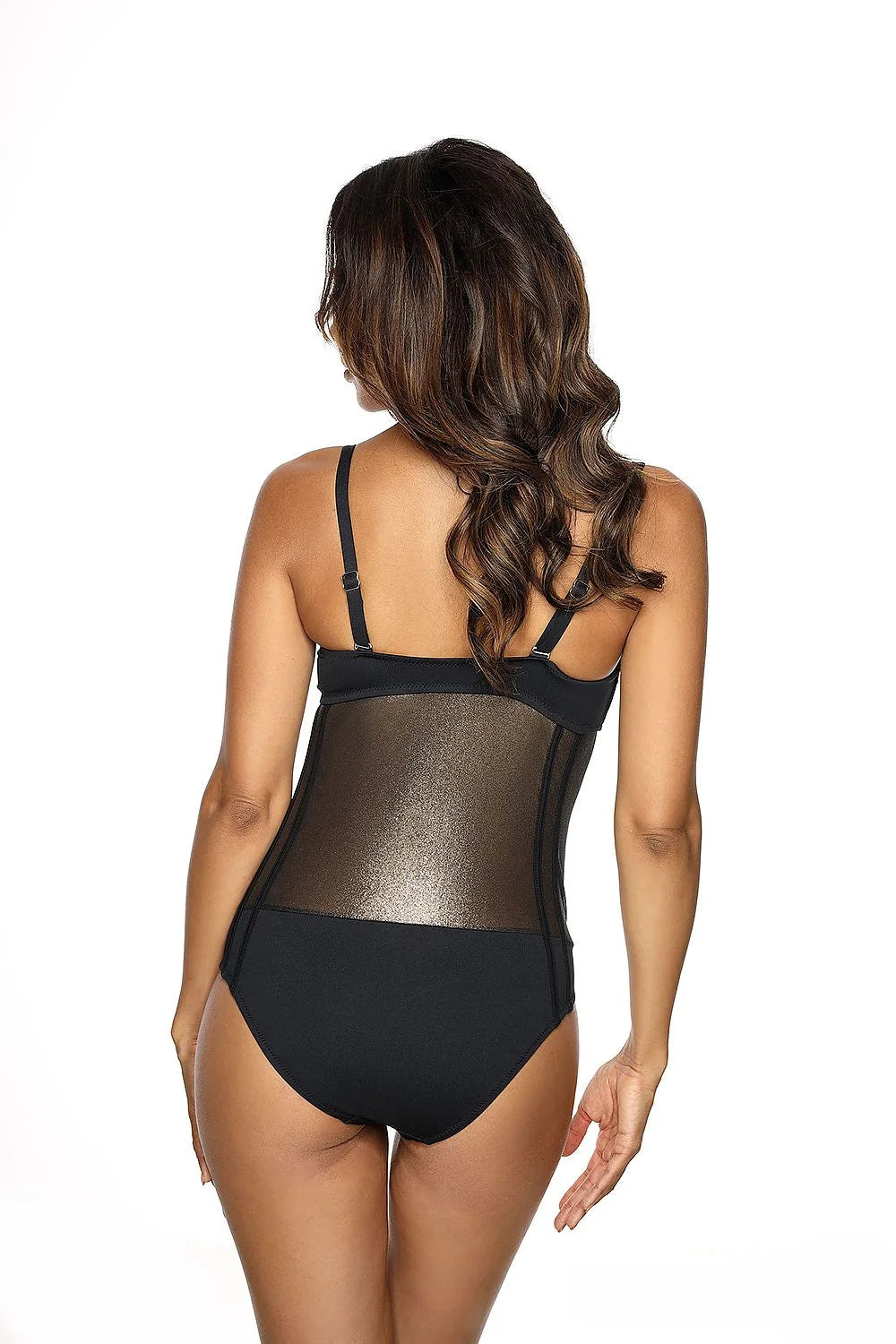 Body Etna pour femme en microfibre et mesh, style balconnet, rembourré, bretelles ajustables, coupe corset, effet amincissant, polyamide et élasthanne
