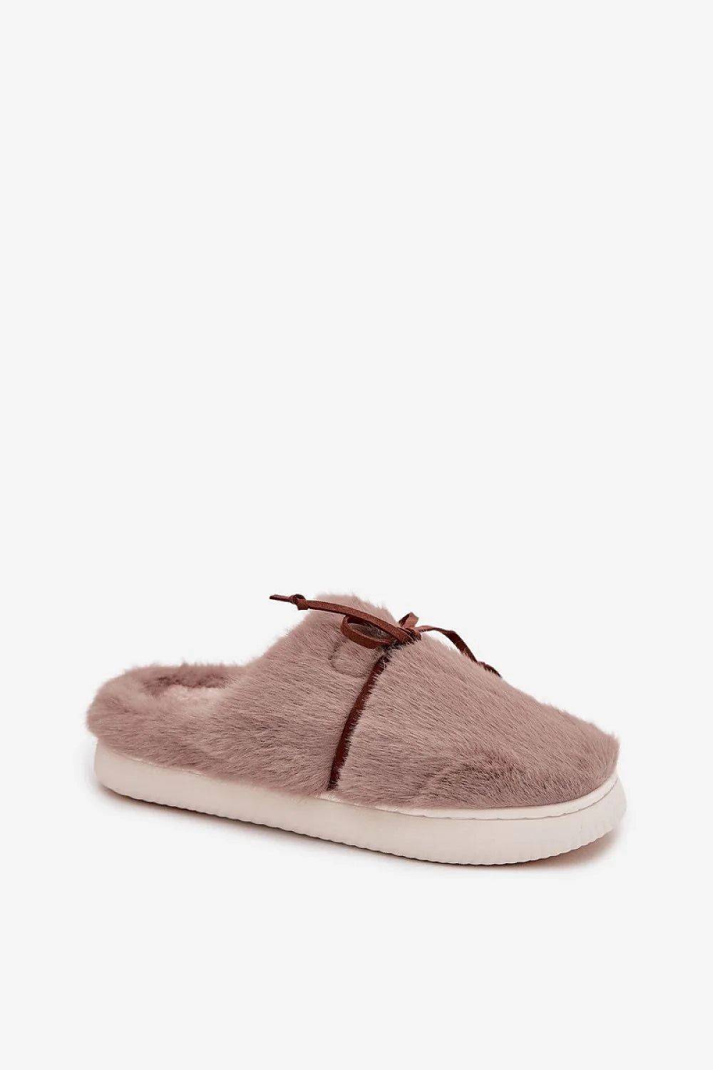 chaussons bottine femme fourrure fausse taupe rosé pelucheux montante bout rond maintien suédine lacets décoratifs doublure moelleuse semelle épaisse confort