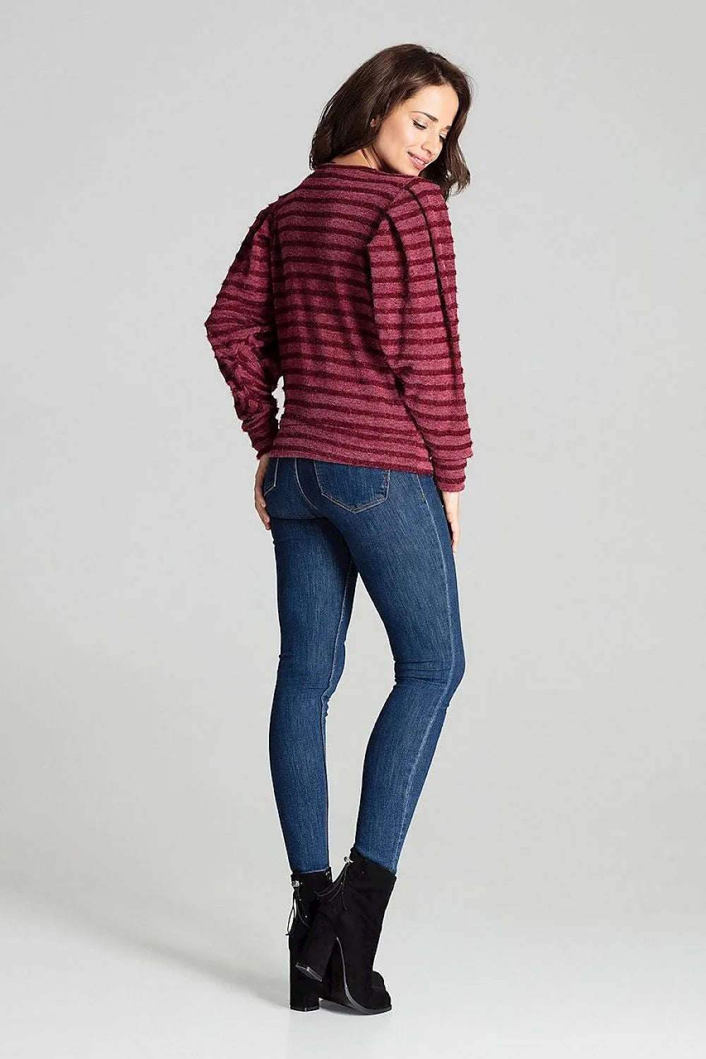Chemisier femme manches longues élégant en polyester viscose rayures grises confort moderne toutes occasions