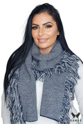 Écharpe pour femme moderne élégante motif à chevrons douce chaude gris blanc coupe rectangulaire franges longues polyvalente quotidienne soirées automne hiver