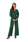 Combinaison Be Wear femme moderne élégante design épuré vert maille douce ceinture ajustable manches longues jambes larges occasion多种