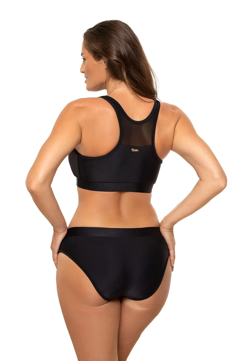 Maillot de bain deux pièces lycra sportif élégant orange vif confortable plage piscine femme été