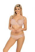 Ensemble lingerie dentelle microfibre élégant rose poudré soutien-gorge balconnet culotte romantique femme tendance