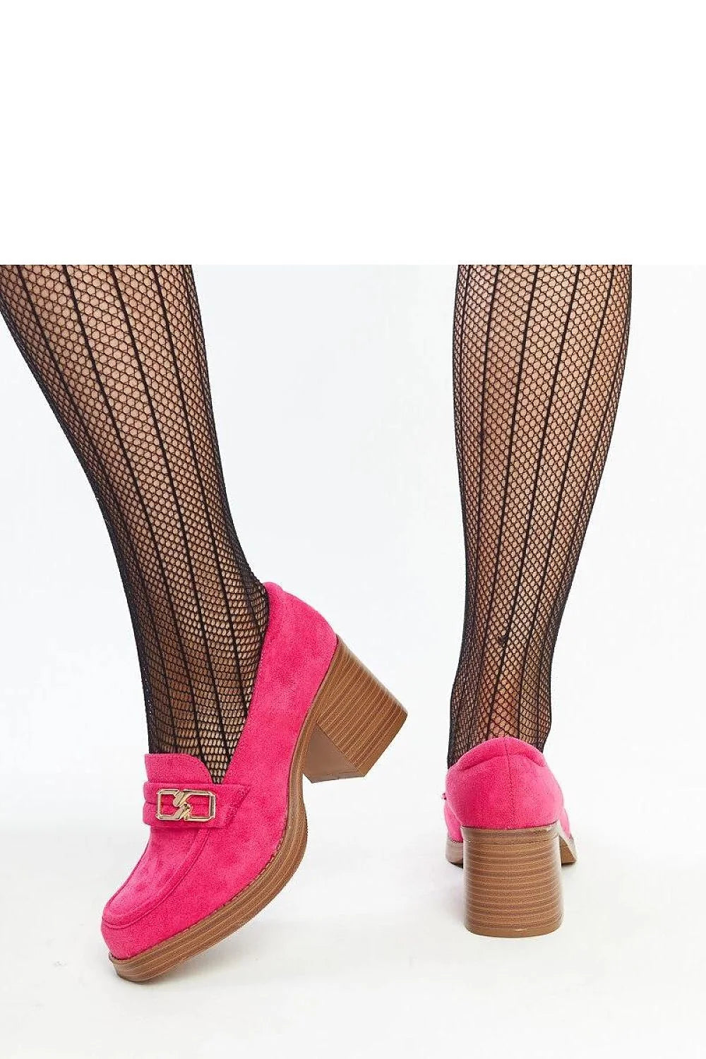 Chaussures basses Solea mocassins suédine fuchsia talon bois doré accessoires coordonnés femmes