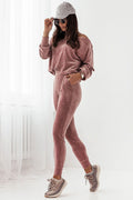 Ensemble survêtement velours rose pâle sport-chic confortable ample et ajusté pour femme élégante