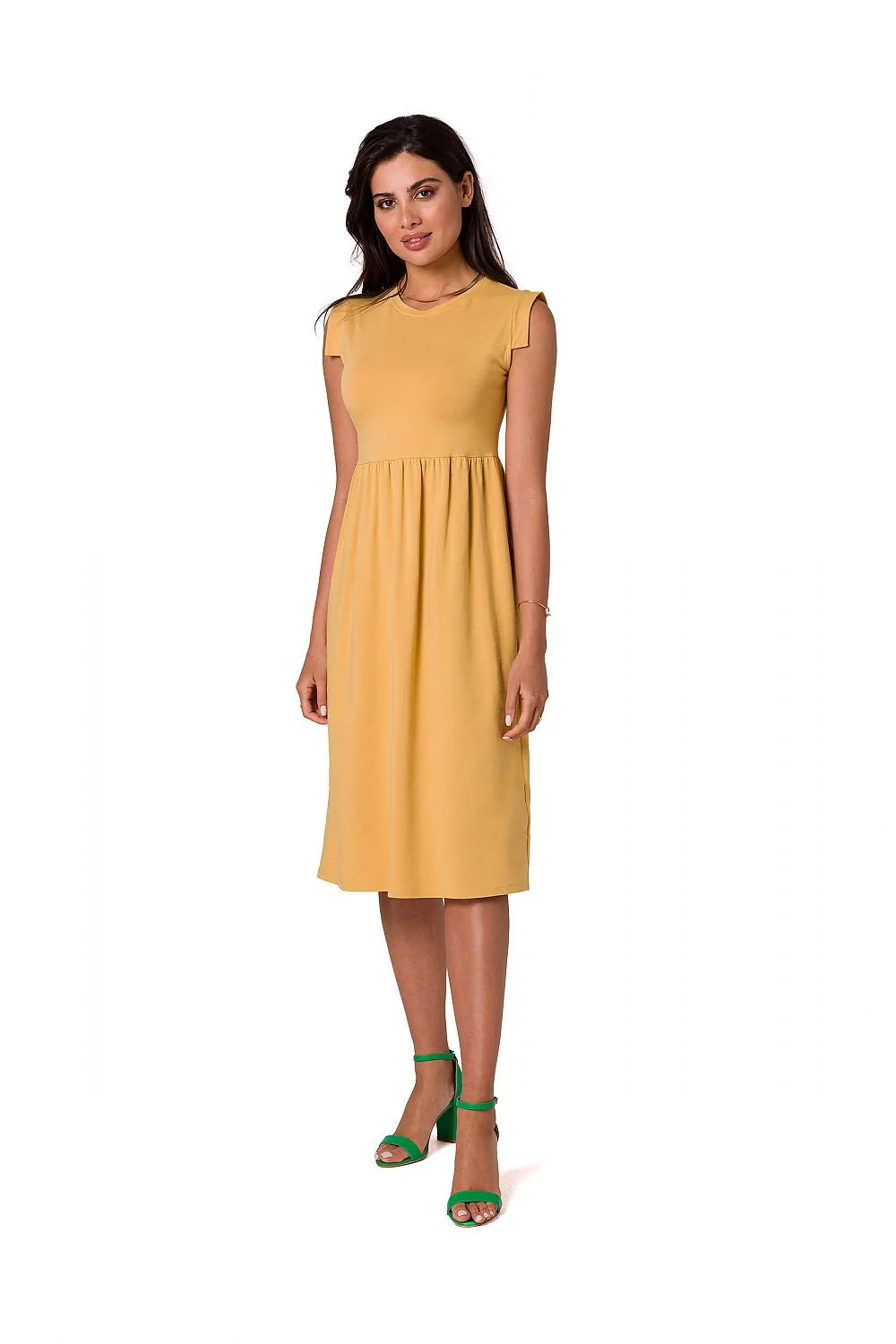 Robe de jour Be Wear midi sans manches taille haute en coton 95% élasthanne 5% vert émeraude pour femmes élégance occasionnels vacances
