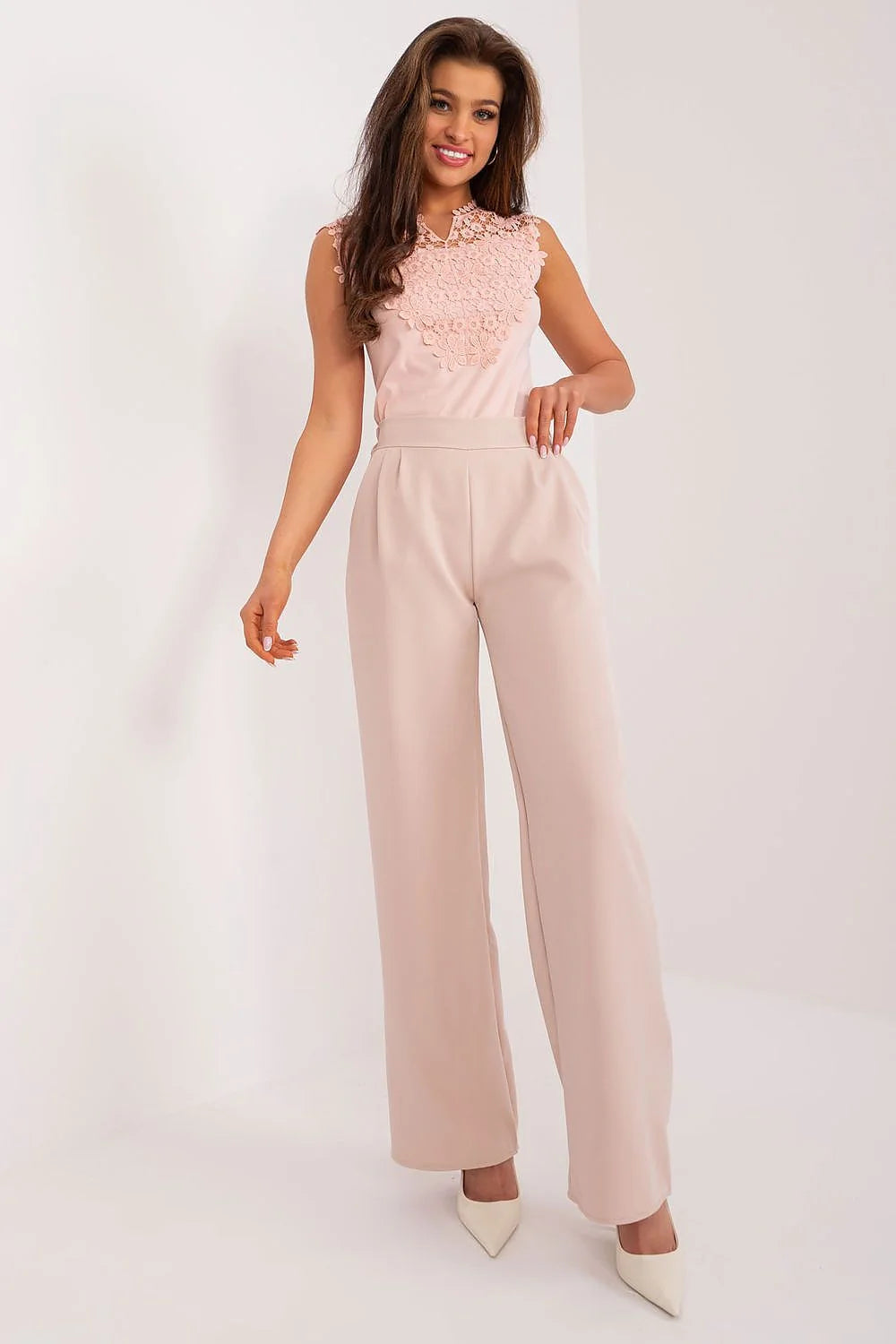 Pantalon femme élégant taille haute coupe large matières de qualité occasions formelles mode intemporelle