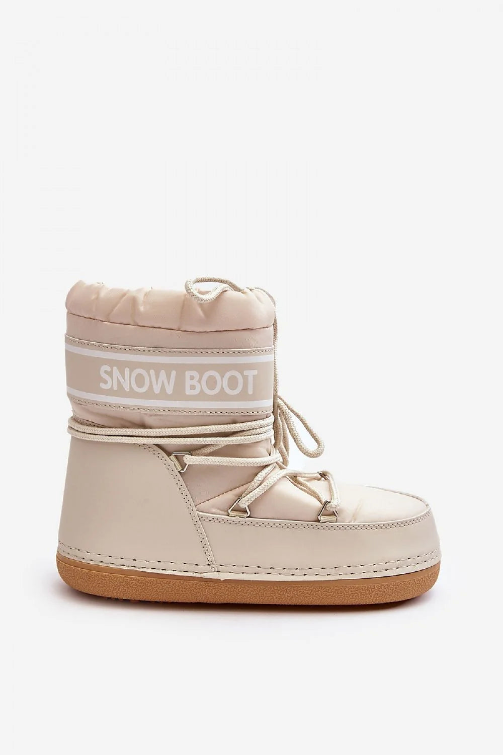 Bottes de neige modernes pour femmes style casual couleur beige matériau synthétique résistant à l'eau semelle antidérapante coupe montante design épuré