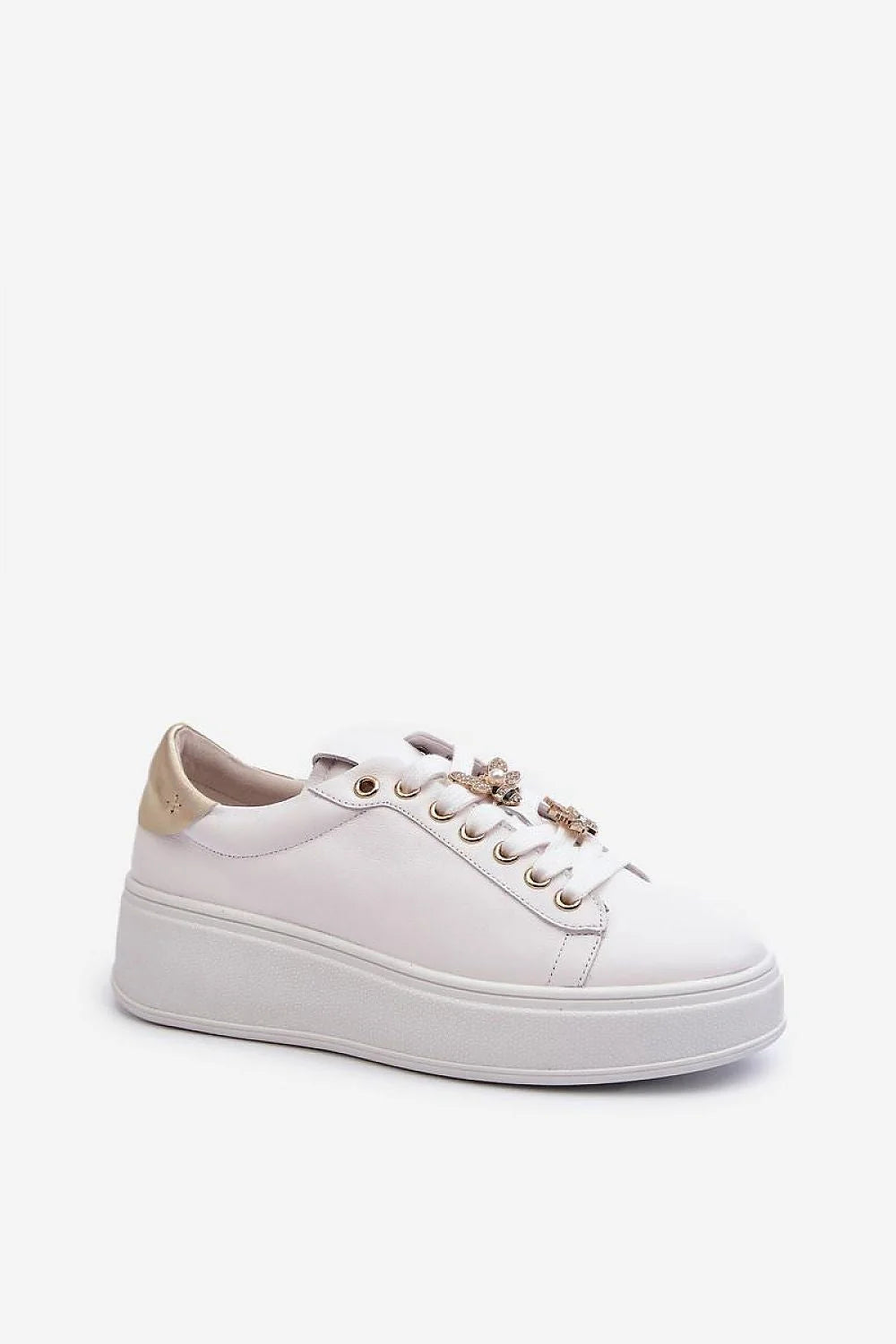 Chaussures de sport féminines élégantes plateforme cuir synthétique doré style moderne occasion détente femme