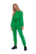 Combinaison Moe Femme Verte Moderne Décontractée Coupe Ajustée Coton Polyester Taille Élastique Cordon Métallique Manches Longues Poches Côté Conçu en Pologne