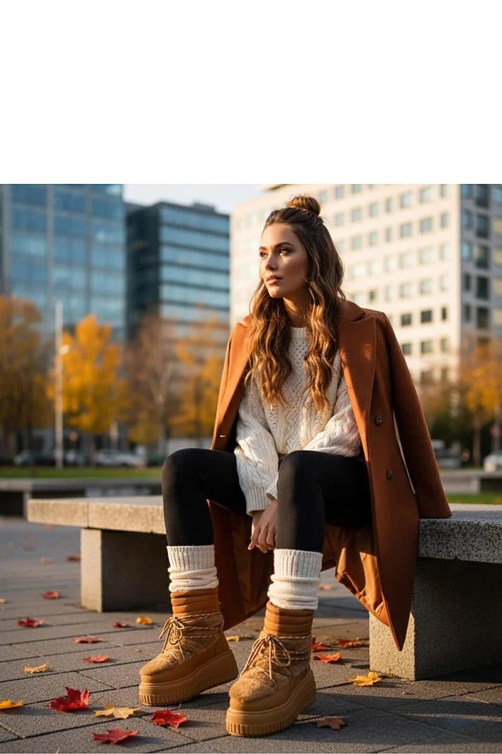 bottes neige femme camel suédine matelassée fausse fourrure lacets tressé plateforme épaisse semelle crantée caoutchouc isolation thermique antidérapante confort urbain