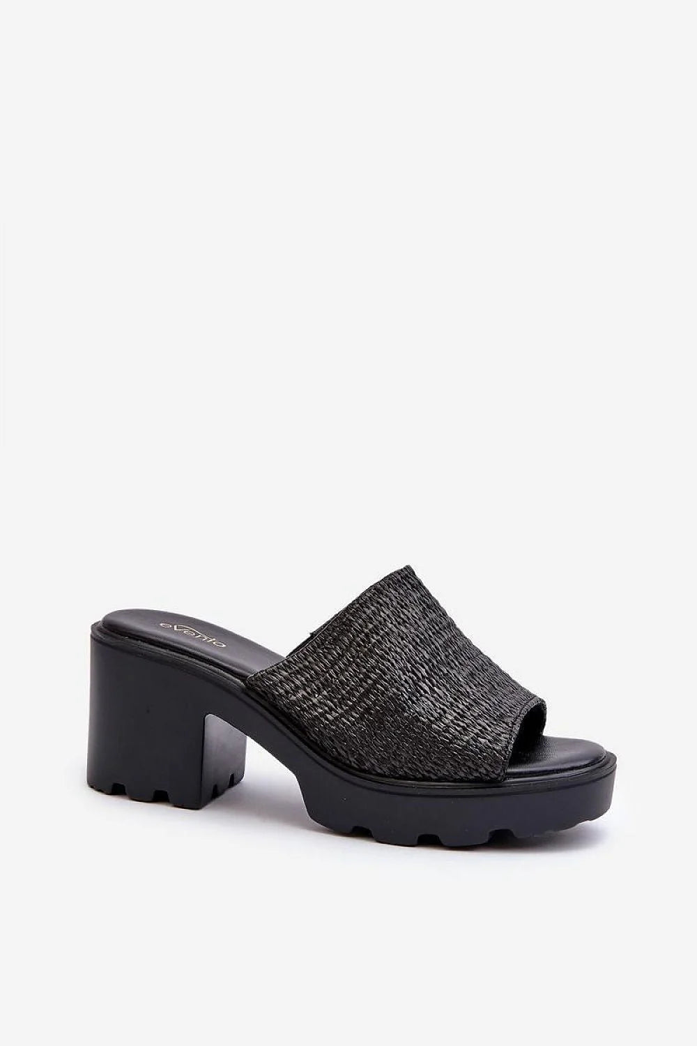 Sandales femmes design moderne audacieux tressage noir talon massif confortable plateforme 2.5 cm cuir suédé éco amovible