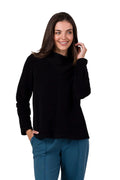 Sweatshirt femme col roulé maille structurée confort style casual élégant coupe ample matière douce extensible manches longues ourlet droit polyvalent mode