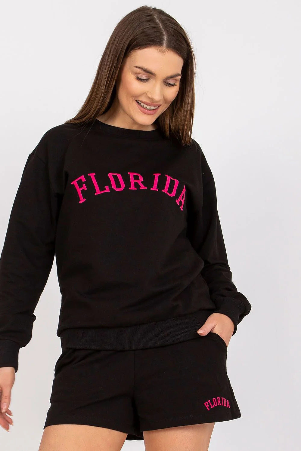 Ensemble femme sweatshirt short casual Florida coton élasthanne lycra élastique poches manches longues été