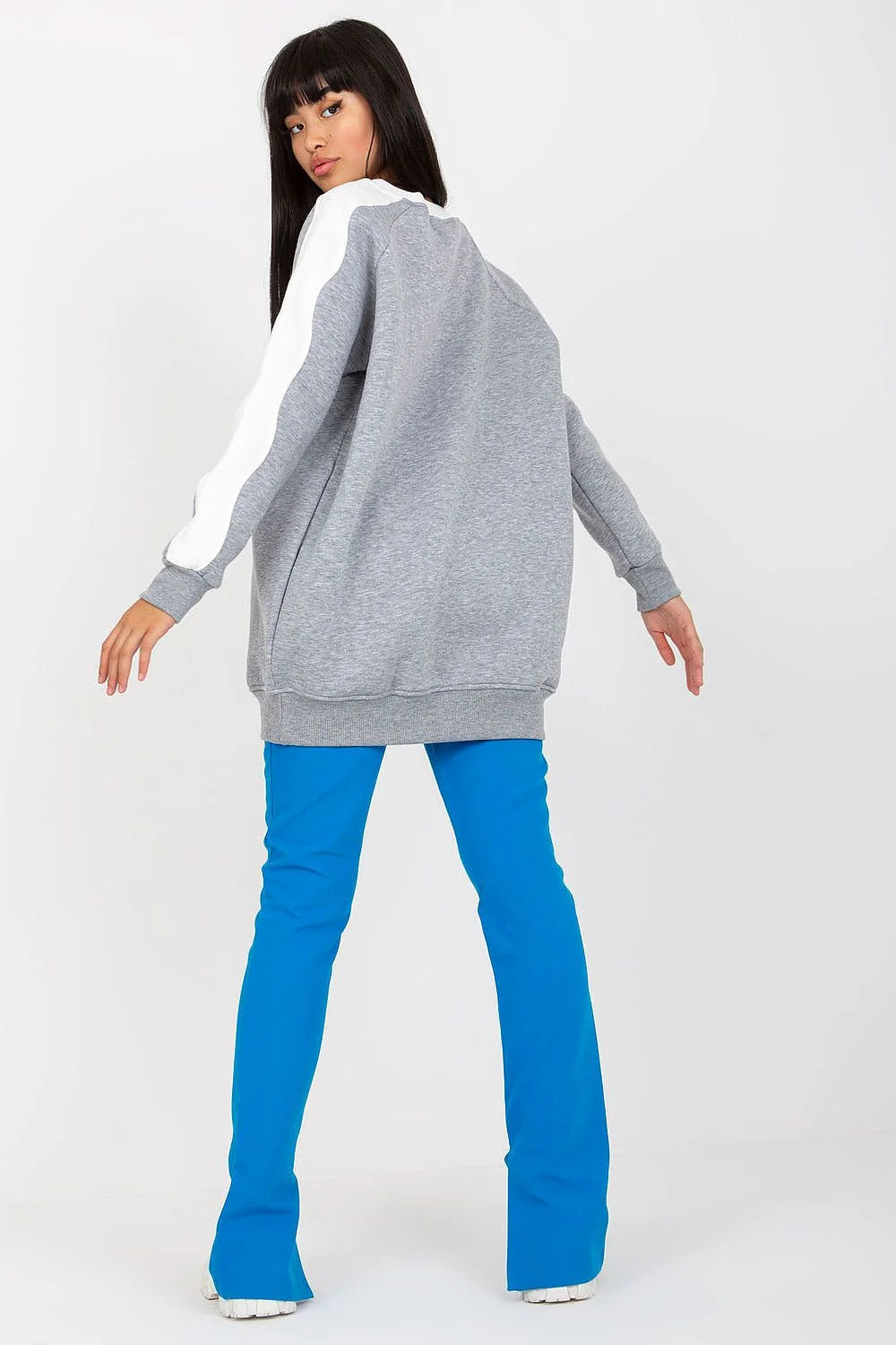 Sweatshirt Rue Paris pour femmes moderne casual color-block manches longues coton élasthanne slim fit